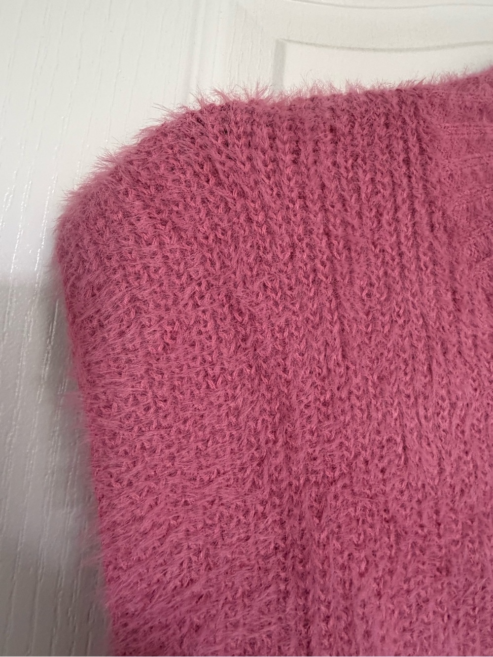 Old Navy Eyelash Fuzzy Ribbed Crewneck Sweater Vest in Rose Pink - Picture 6 of 6
